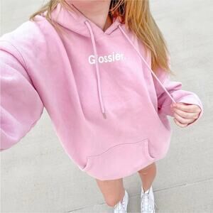 Glossier Original Pink Logo Hoodie Size Small Gently Used